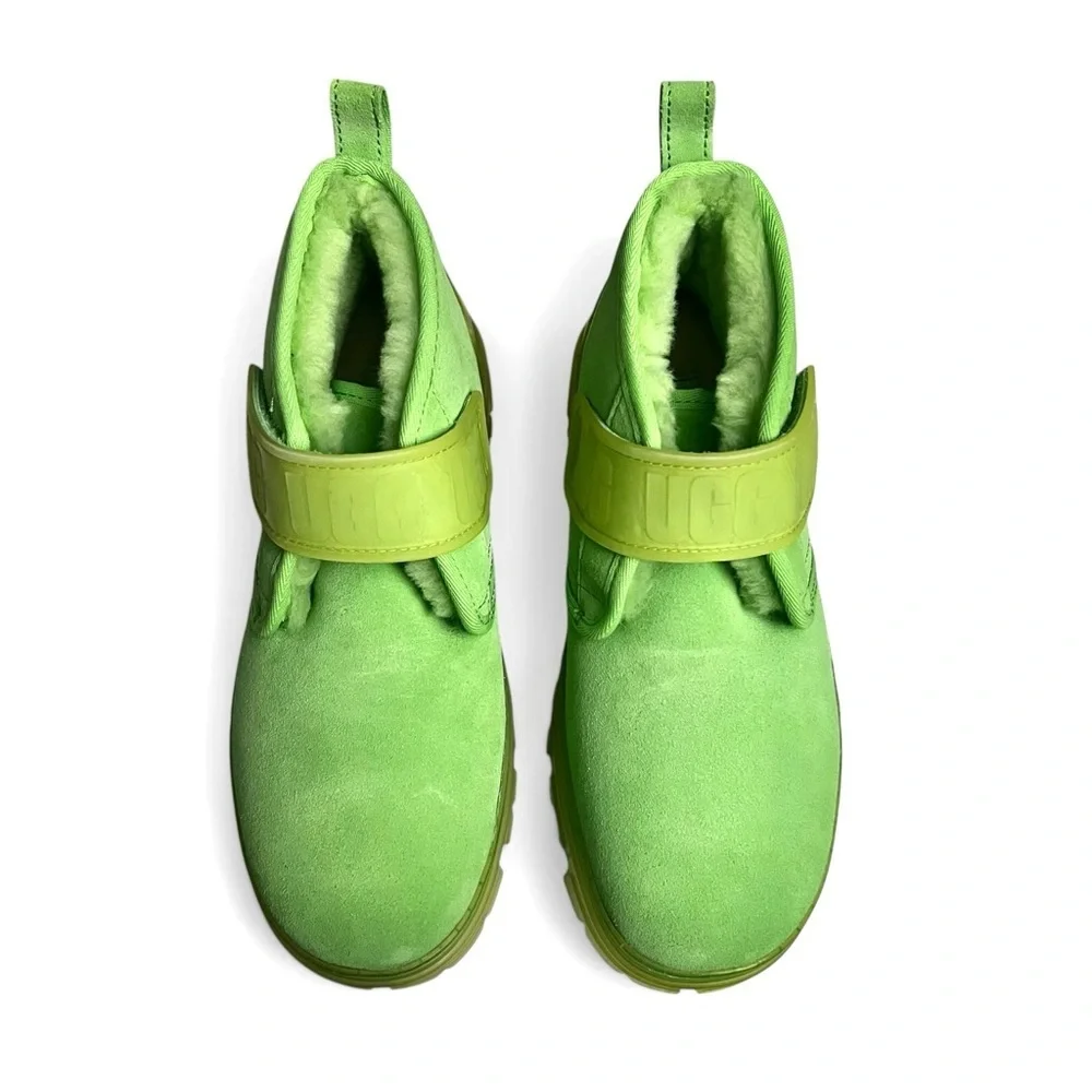 UGG Neumel Women 8 Clear Chukka Suede Wool Boots Lime Green Maximalist Rave Cozy